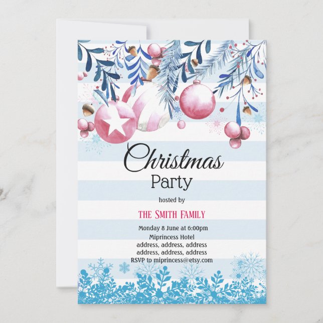Christmas, Xmas, holiday party invitation (Front)