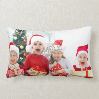 Christmas Xmas Photo Template 2 children family Lumbar Cushion