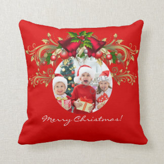 Christmas Xmas Photo Template 4 children family Cushion