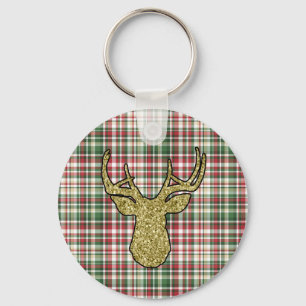 Christmas XMAS Plaid Tartan Key Chain Zipper Pull