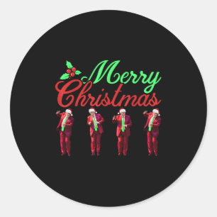 Christmas Xmas Pyjamas Holiday Funny Trump Dance S Classic Round Sticker