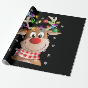 Christmas xmas Reindeer Christmas lights family Wrapping Paper