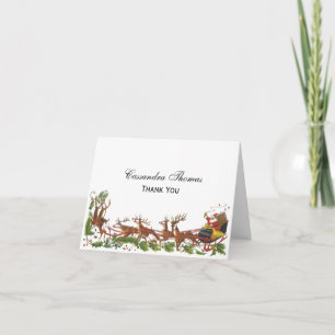 Christmas Xmas Santa Sleigh Reindeer Border Holiday Card