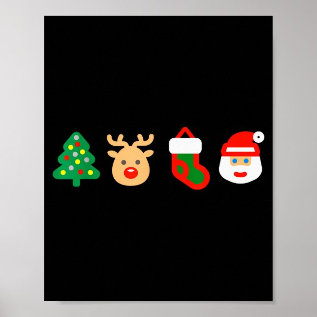 Christmas Xmas Santa, Tree, Stocking, Reindeer Des Poster (Front)
