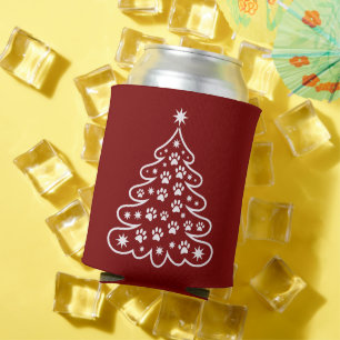 Christmas Xmas Tree Winter Merry Bright Holiday  Can Cooler