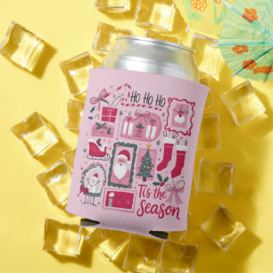 Christmas Xmas Trees Tis The Season Holiday Santa Can Cooler