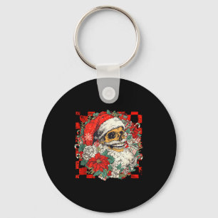 Christmas Xmas Vibes Skull Santa Lover Mistletoe H Key Ring