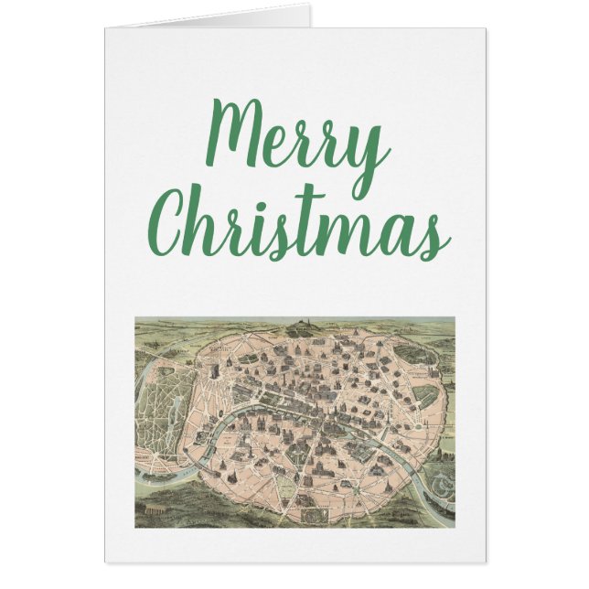 Christmas Xmas Vintage Antique Paris Street Map (Front)