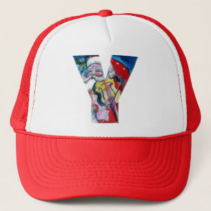 CHRISTMAS Y LETTER  / SANTA WITH VIOLIN MONOGRAM TRUCKER HAT