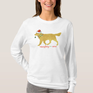 Christmas Yellow Lab Naughty but Nice T-Shirt