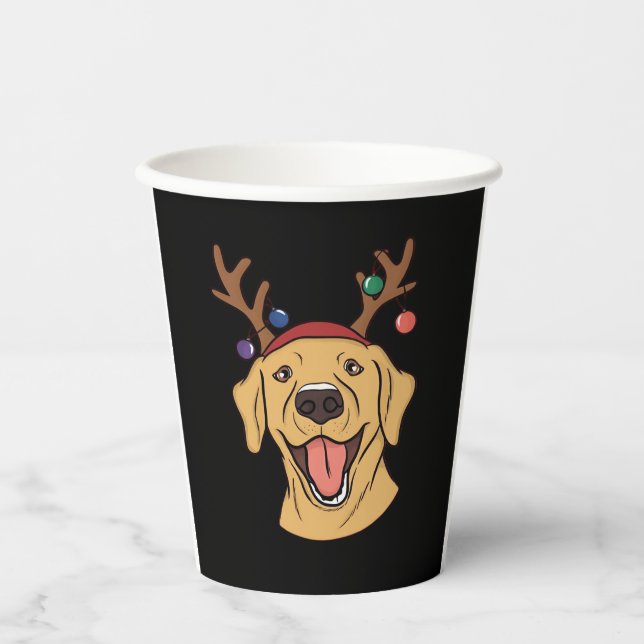 Christmas Yellow Lab Tri-blend T-Shirt Paper Cups (Front)