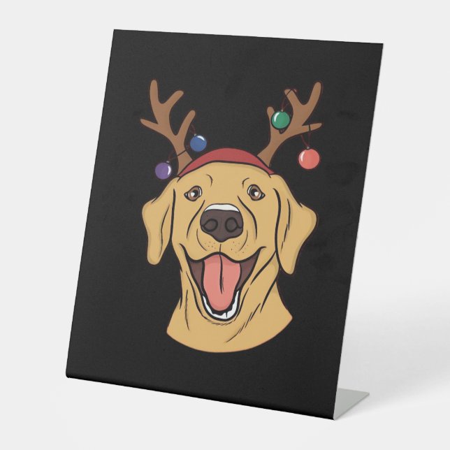 Christmas Yellow Lab Tri-blend T-Shirt Pedestal Sign (Front)