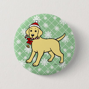 Christmas Yellow Labrador Puppy Cartoon 6 Cm Round Badge
