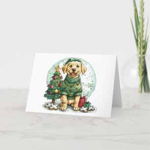 Christmas Yellow Labrador Retriever Dog Holiday Card