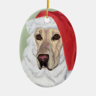 Christmas Yellow Labrador Santa Oval Ornament