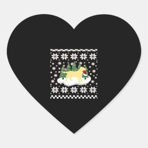 Christmas Yellow Labrador Silhouette Santa Hat Cla Heart Sticker