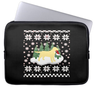 Christmas Yellow Labrador Silhouette Santa Hat Cla Laptop Sleeve