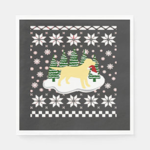 Christmas Yellow Labrador Silhouette Santa Hat Cla Napkin