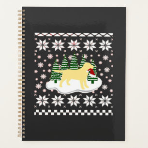 Christmas Yellow Labrador Silhouette Santa Hat Cla Planner