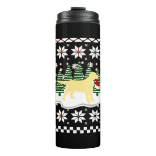 Christmas Yellow Labrador Silhouette Santa Hat Cla Thermal Tumbler