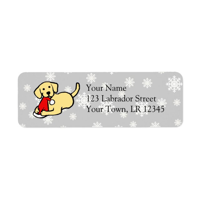 Christmas Yellow Labradors Cartoon Return Address Label (Front)