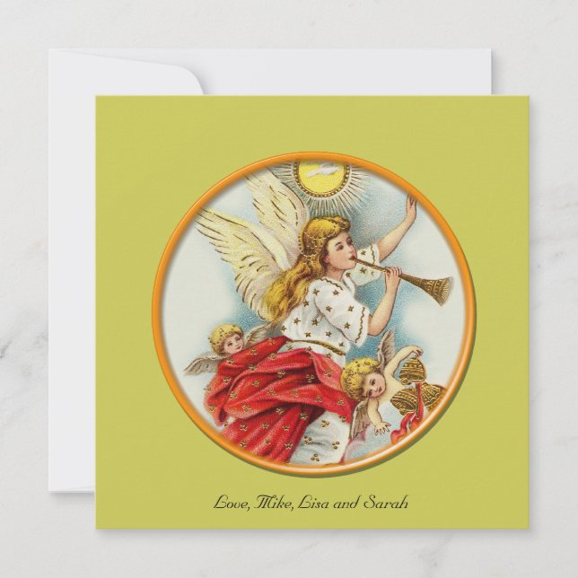 Christmas yellow photo greeting card. holiday card (Front)