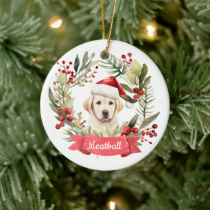 Christmas YellowLab Personalised Ceramic Ornament