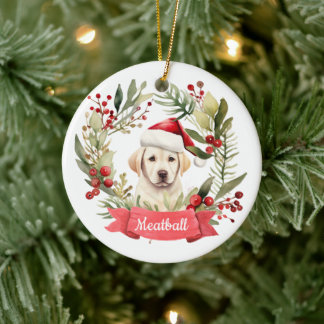 Christmas YellowLab Personalised  Ceramic Ornament