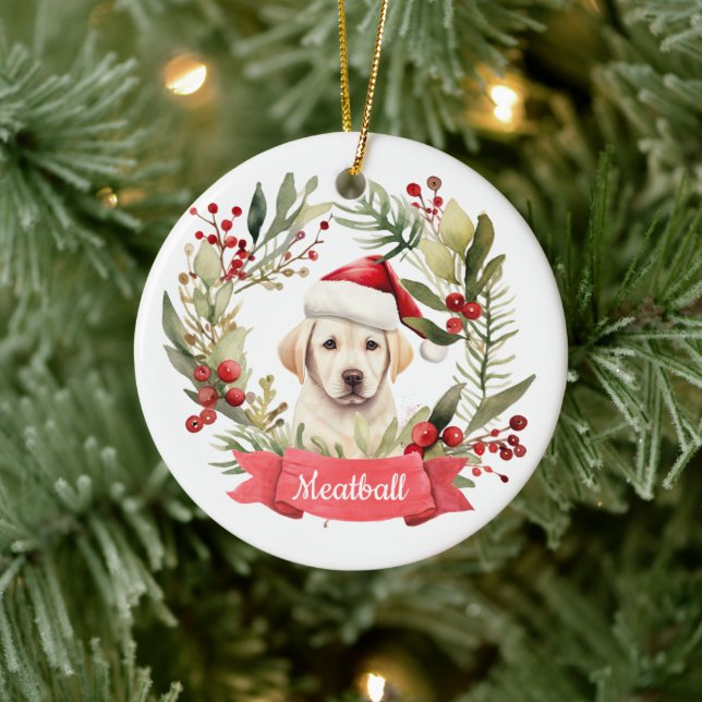 Christmas YellowLab Personalised  Ceramic Ornament (Tree)