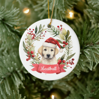 Christmas YellowLab Personalised  Ceramic Ornament