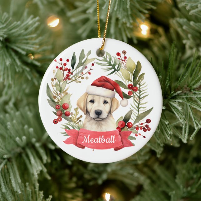 Christmas YellowLab Personalised  Ceramic Ornament (Tree)