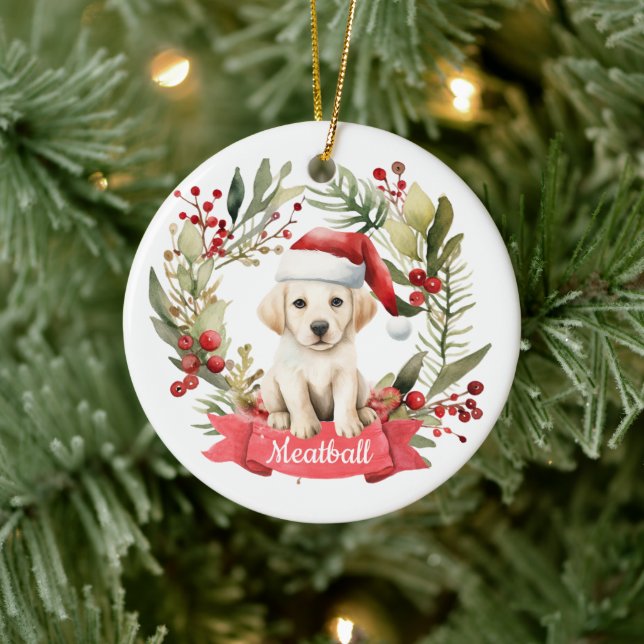 Christmas YellowLab Personalised  Ceramic Ornament (Tree)