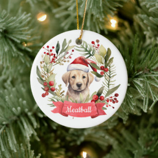 Christmas YellowLab Personalised  Ceramic Ornament