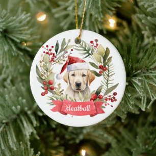Christmas YellowLab Personalised Ceramic Ornament