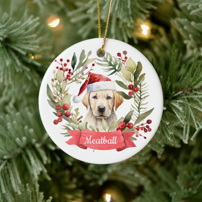 Christmas YellowLab Personalised  Ceramic Ornament (Tree)