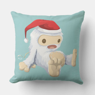 Christmas Yeti Doll Wearing a Santa Hat Cushion