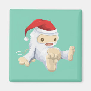 Christmas Yeti Doll Wearing a Santa Hat Magnet