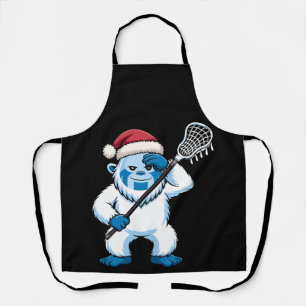 Christmas Yeti Lacrosse Santa Hat Sasquatch Snow Apron