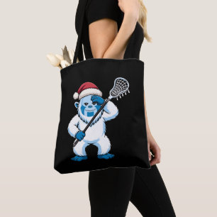 Christmas Yeti Lacrosse Santa Hat Sasquatch Snow Tote Bag