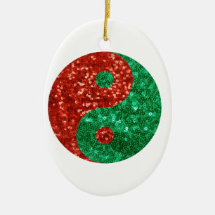 christmas yin yang ceramic ornament
