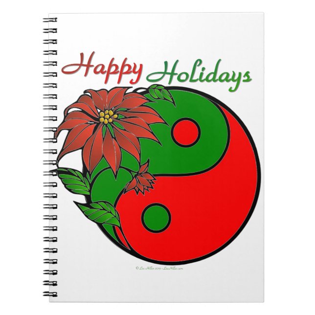 Christmas Yin Yang Poinsettia Notebook (Front)