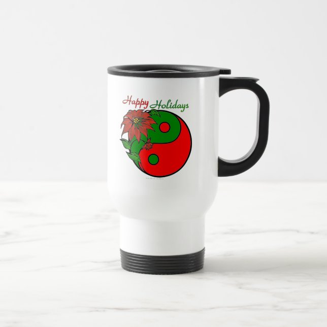 Christmas Yin Yang Poinsettia Travel Mug (Right)