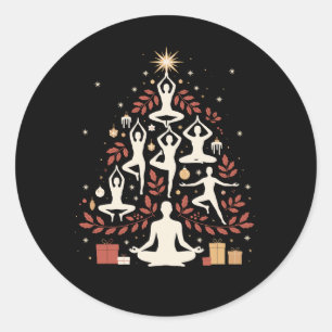 Christmas Yoga Tree Pose Meditation Xmas Holiday Classic Round Sticker
