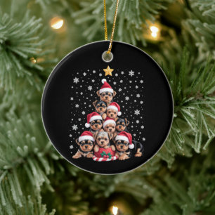 Christmas Yorkie Dogs Lover Tree Xmas Pet Animal Ceramic Ornament