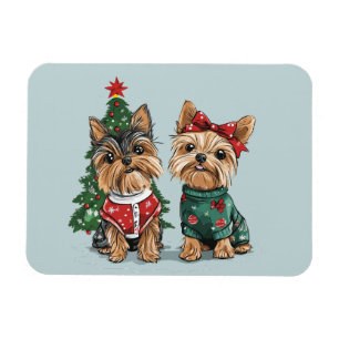Christmas Yorkie Dogs Magnet
