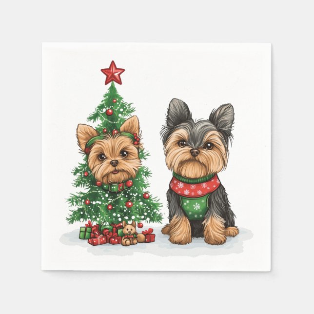 Christmas Yorkie Dogs Napkin (Front)