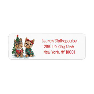 Christmas Yorkie Dogs Return Address Label
