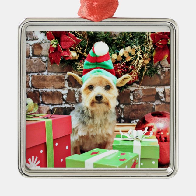 Christmas - Yorkie - Vinnie #32 Metal Ornament (Front)