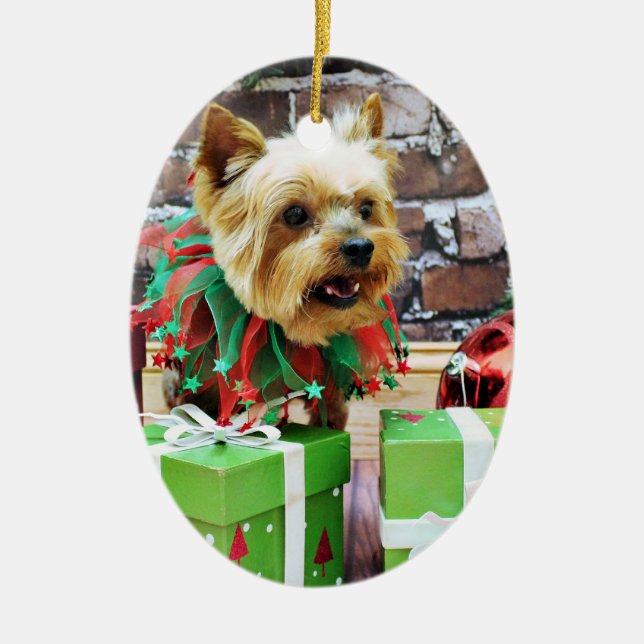 Christmas - Yorkie - Willie Ceramic Tree Decoration (Front)
