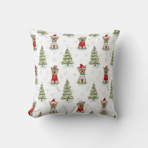 Christmas Yorkies Dog Cushion
